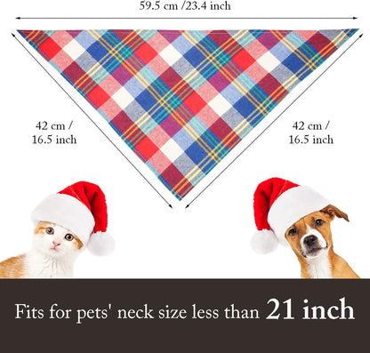 12 Piece Dog Bandanas Plaid Pet Bandanas Scarf Triangle Bibs Kerchief Washable Reversible Adjustable Pet Costume Accessories for Small Large Dogs and Cats(Lattice Graphic)