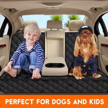 Dog Car Seat Cover – Waterproof and Durable Back Seat Protector for Pets, Fits Most Cars, SUVs, and Trucks (53” Width) - Black