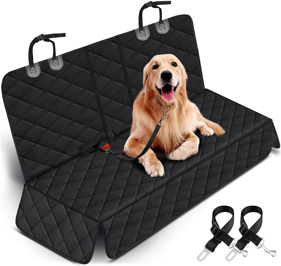 Dog Car Seat Cover – Waterproof and Durable Back Seat Protector for Pets, Fits Most Cars, SUVs, and Trucks (53” Width) - Black