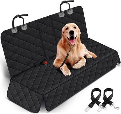 Dog Car Seat Cover – Waterproof and Durable Back Seat Protector for Pets, Fits Most Cars, SUVs, and Trucks (53” Width) - Black