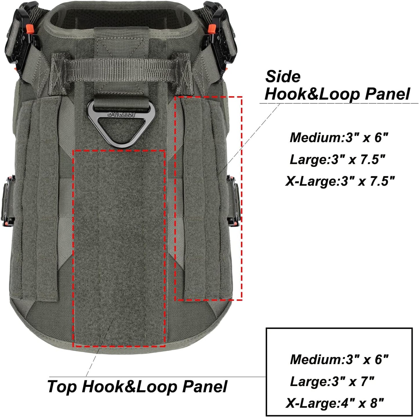 Tactical Dog Harness for Large Dogs,Full Metal Buckles Dog Vest | with MOLLE, Reflective,Adjustable,2 Leash Clips,Control Handle,No Pull,Soft Padded,Green,Large