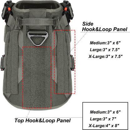 Tactical Dog Harness for Large Dogs,Full Metal Buckles Dog Vest | with MOLLE, Reflective,Adjustable,2 Leash Clips,Control Handle,No Pull,Soft Padded,Green,Large