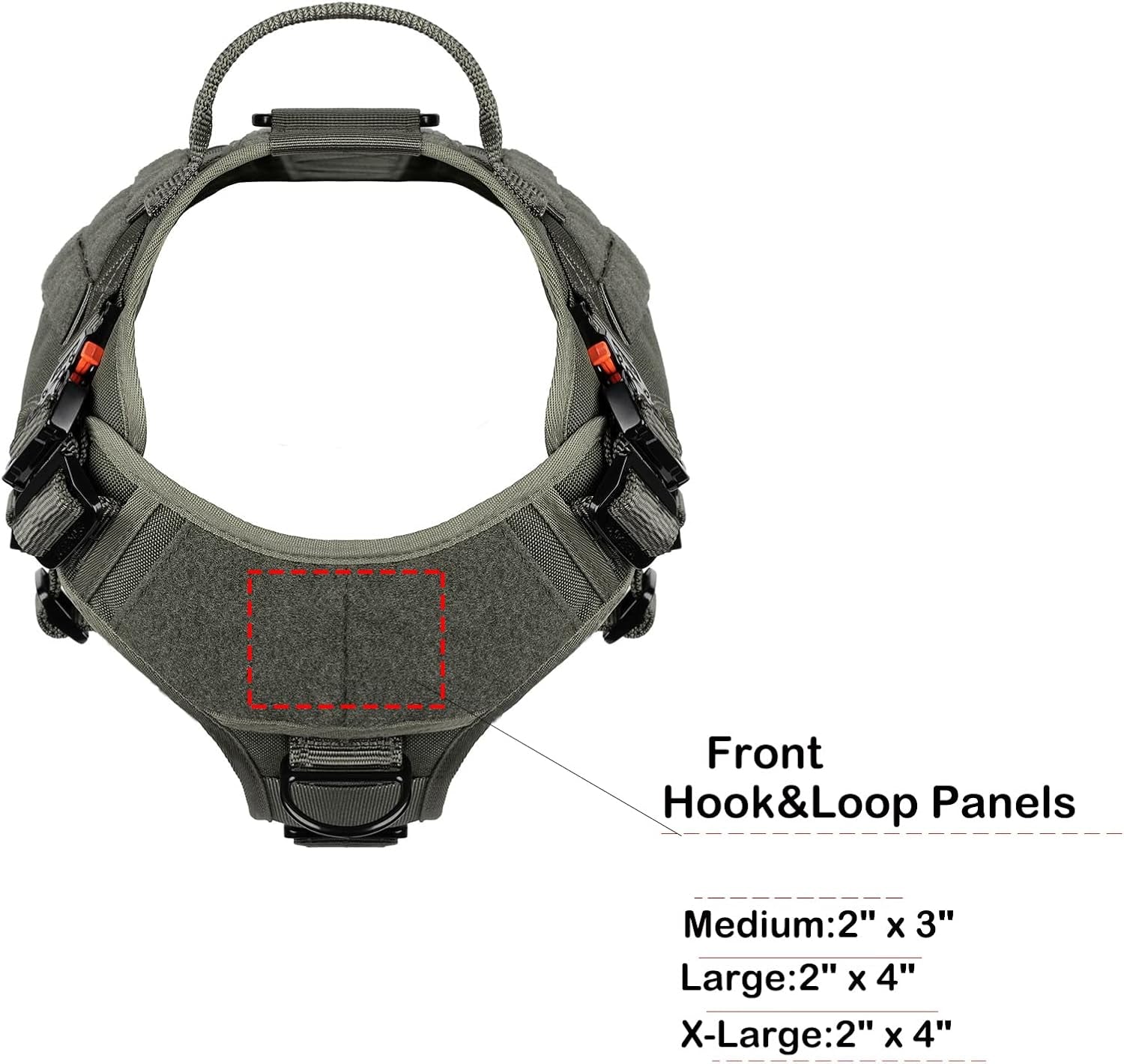 Tactical Dog Harness for Large Dogs,Full Metal Buckles Dog Vest | with MOLLE, Reflective,Adjustable,2 Leash Clips,Control Handle,No Pull,Soft Padded,Green,Large